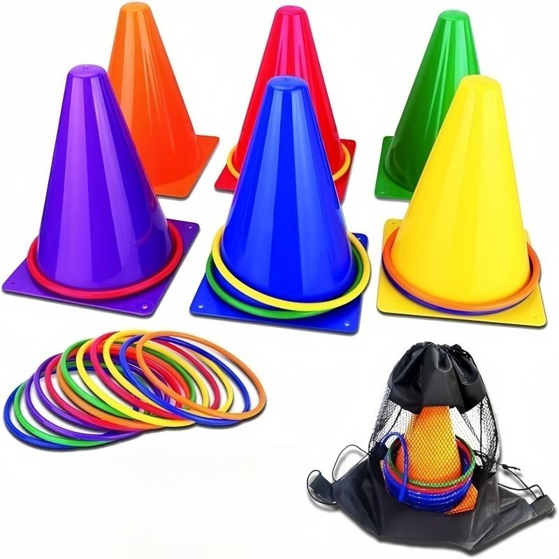 1 Set Wurfkegel Ringe Party Spiel Kinder Spielzeug Outdoor Fußball Agilitätstraining Karneval Familienspiele Hof Kombi Set Werkzeuge