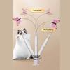 Cat Teaser Electric Automatic Stick With Butterfly Decoration Hands Free 360 Degree Rotating Base Cat Interactive Toy