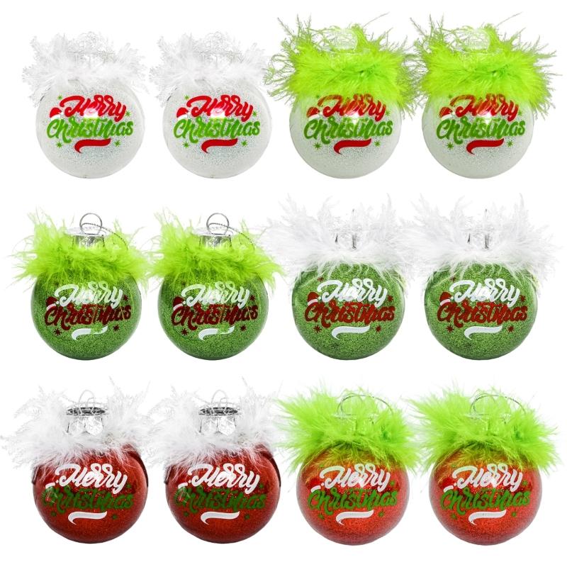 12Pcs Festival Hanging Ball Set Round Flat Christmas Decors Durable Plastic Ornament for Home Office Decoration