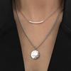 Stainless Steel Necklaces Vintage Temperament Geometric Circle Pendant Multilayer Chain Necklace For Women Zircon Party Gifts