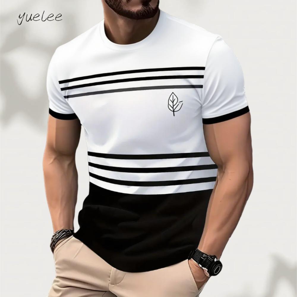 Fashionable T-shirt for Men, Simple 3D Printed Black and White Men's Top, Fashionable Sports Men's Short Sleeved T-shirt, Casual Men's Clothing