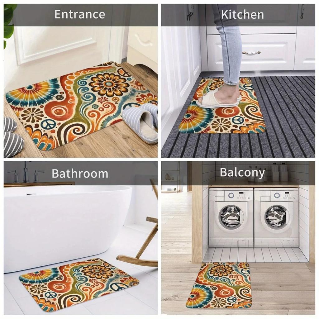 1PC Flower and Bird Pattern Door Mats Kitchen Rugs Non-Slip Pop Design Bedroom Rugs Bath Mat Carpet for Home Sink Laundry Decor