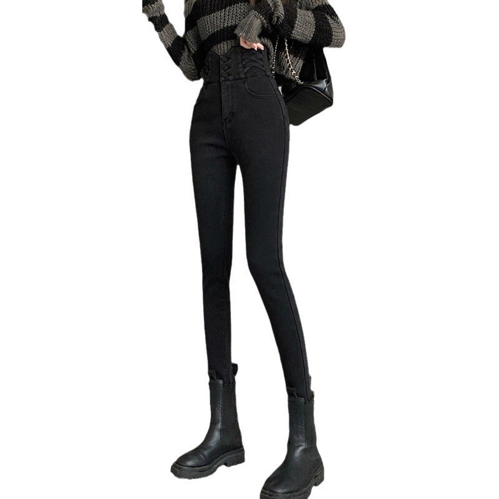 High Waist Jeans Women's Spring and Autumn Korean Version of Small Foot Pants Slim and Thin Pencil Pants Hip Pants Tide