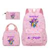 KPop Demon Hunters Character Colorful Backpack Three-Piece Set Rumi Mira Zoey HUNTR/X Saja Children'S Large Capacity Schoolbag