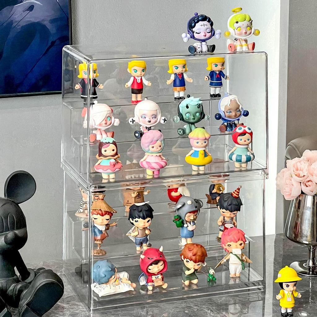 Large Acrylic Pop Mart Display Stand - Tiered, Dustproof, Blind Box Storage for Secret Forest and Ancient Castle Collections