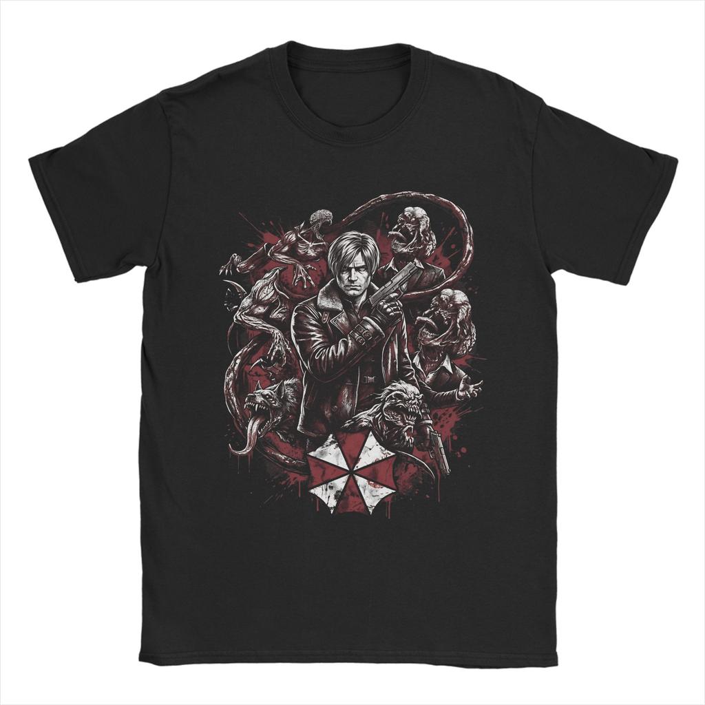 leon s kennedy T Shirt Beach Cotton TShirts For Men Hip Hop Loose Tee Shirt Short Sleeve Funny Top Tees