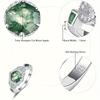 Classic 925 Sterling Silver Ring for Women Unique Natural Moss Agate Crystal Ring for Mom Birthday Engagement Gift
