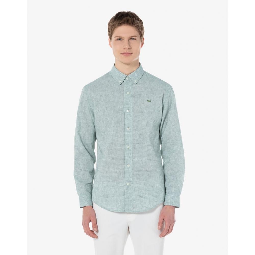 

Lacoste Мужская новая льняная рубашка в клетку Ch293e 54g 316 042