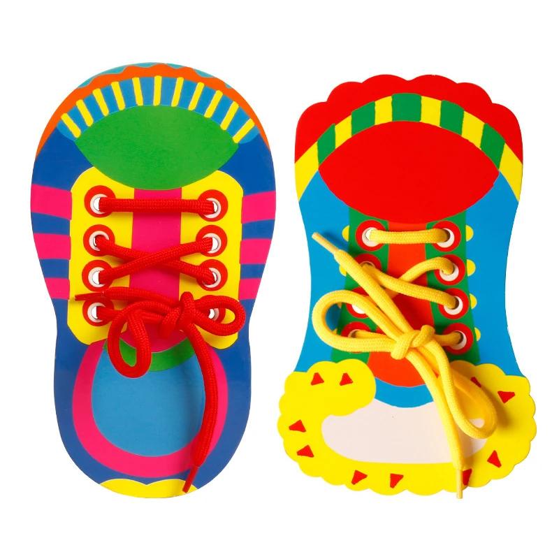 Shoelace Threading Teaching Toys Learn To Tie Shoelaces Toy Kids Toddlers Fine Motor Skills Toy Early Educational Toys Boys Girl
