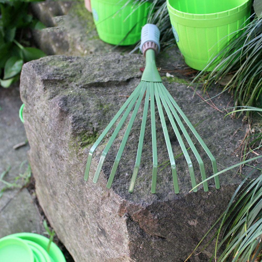 Iron 9Teeth Garden Rake 15.5 Inch Leaf Broom Cleaning Rake Hand Rake  Yard