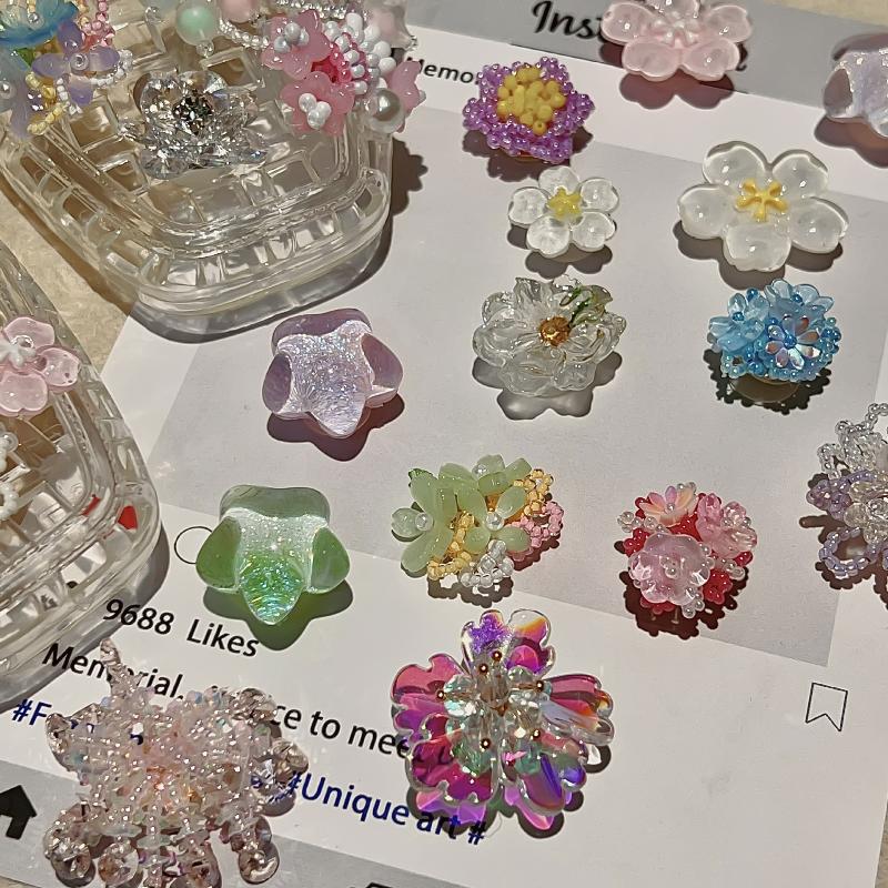 Dopamine Handcrafted Beaded Jelly Shoes Sandals Accessories Diy Decor Shoe Flower Slippers Colorful Buckles  Girls Gift