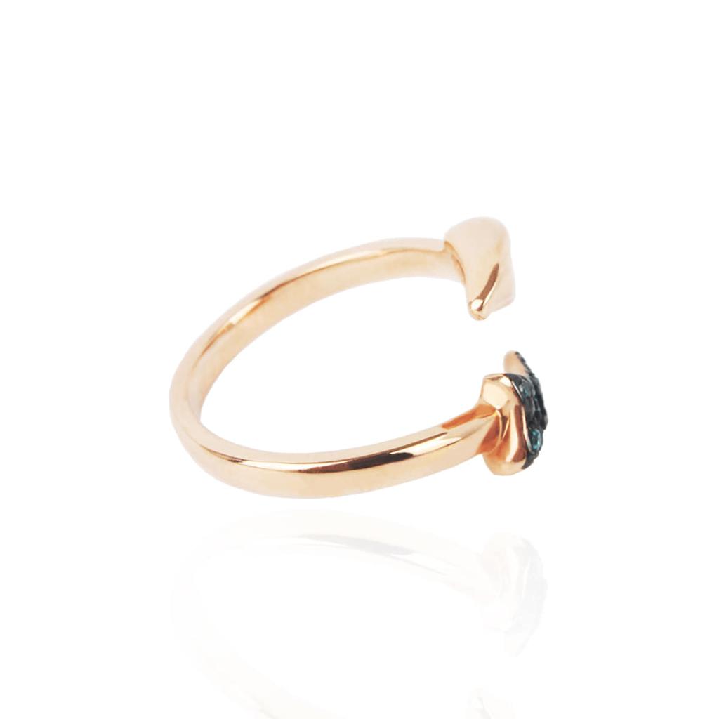 Mezmic White Magic Lion Tooth Blue Diamond Gold Ring