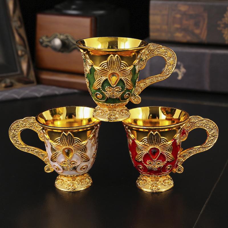 Baijiu Cup Metal Household European Small Cup One or Two Spirits Glass Red Wine Glass Gift Antique Ornament