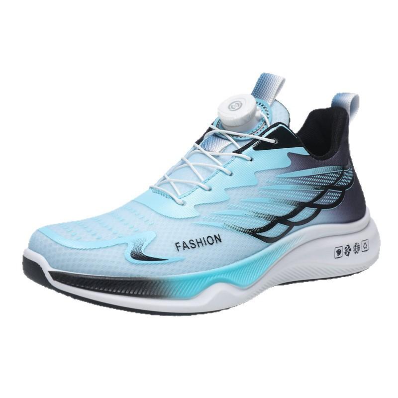 Men's shoes new breathable and lightweight teenagers rotating buttons fashion trend running sports shoes factory direct sales