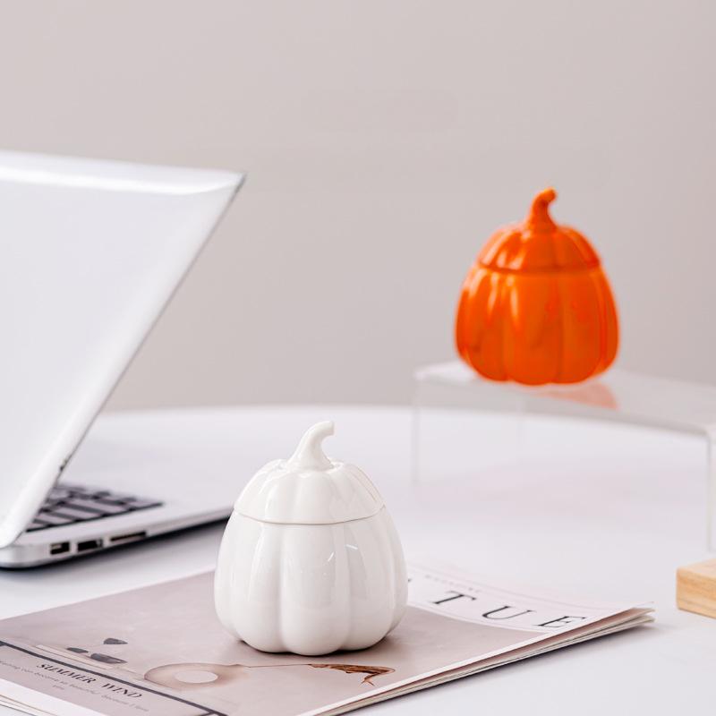 Pumpkin Ceramic Aromatherapy Candle Jar Home Indoor Aromatherapy Candle Container Wax Melting Jar Seasoning Sugar Storage Jar