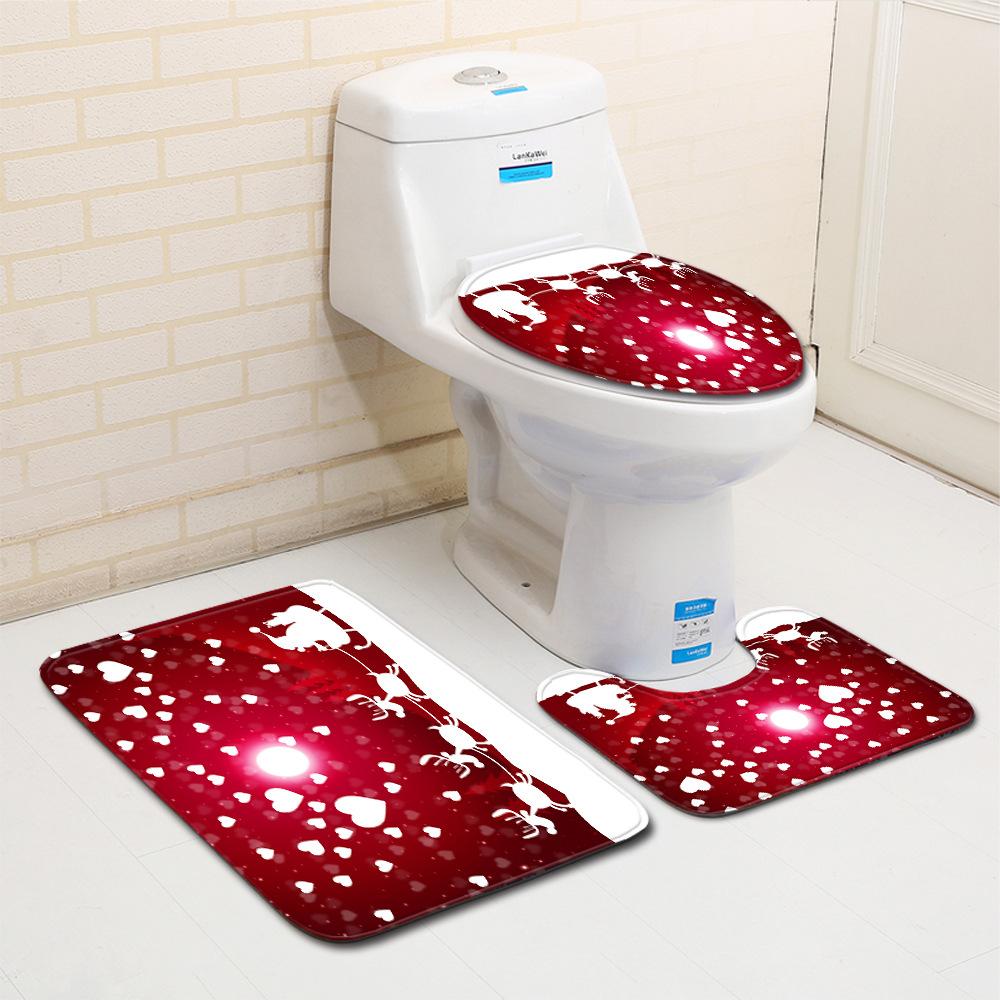 Christmas Bathroom Floor Mat Toilet Three-Piece Set
