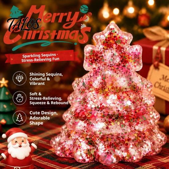Kerstboom Sensorisch Speelgoed Glitters Kerst Knijpspeelgoed, voor Stressverlichting, Mini Fidget Langzaam Rijzend Vakantiecadeau Kinderen Volwassenen