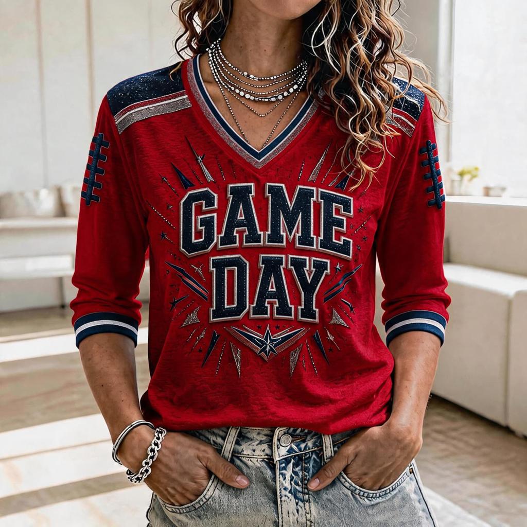 Women's Rugby Fan Shirt 3/4 Sleeve Sports Support Top