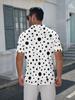 Printed Design – Not Textured Men's Short Sleeve - Flat Digital Print Pattern - No Texture - White Base with Black Dots Pattern, Fashionable and