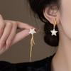 K Real Gold Electroplated Silver Needle Zircon Dripping Oil Star Earrings Light Luxury High-end Stud Earrings European and American Retro Earrings