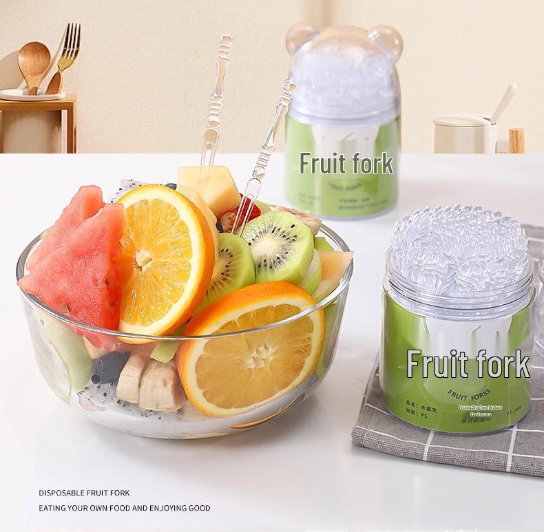 Transparent Disposable Fruit and Dessert Forks - Portable, Food-Grade Skewers for Household Use
