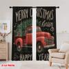 2pcs,2D plane printing Pattern Curtains Christmas Car Polyester Fabric (without rod) Versatile All Ldeal for Bedroom, Living