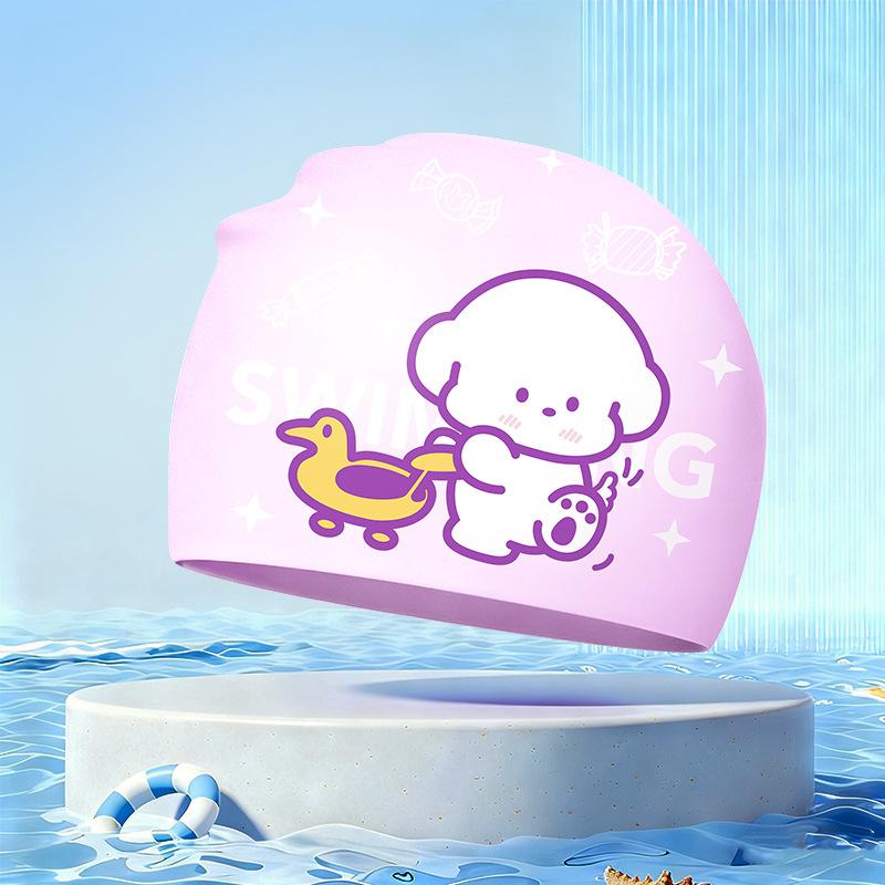 New Children's Cartoon Swimming Cap Cute Dolphin Waterproof Ear Protection Swimming Caps Kids Hot Spring Swimming Equipment