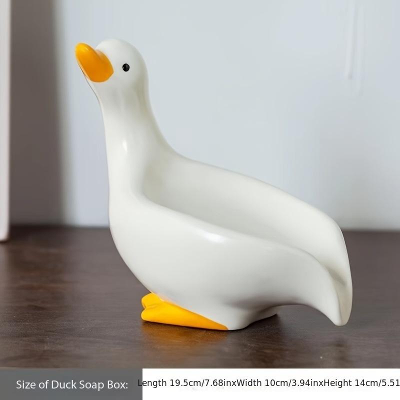 Porcelain Cute Duck Soap Dish, Cute Duck Bathroom Soap Holder, Anti Water Storage Rack, Washbasin Decor