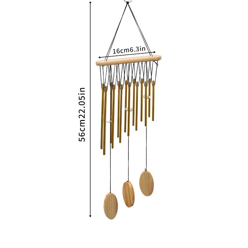 Simple Style Wooden Wind Chime with Metal Tubes Outdoor Indoor Hanging Decor