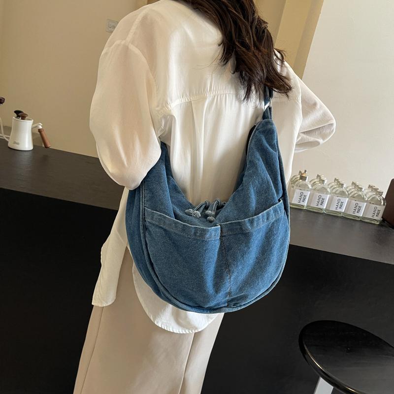 Denim Bag Women Tote Bag Student Class Large Capacity Shoulder Bag Crossbody Bag