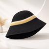 Flat Brim Hollow Straw Cap Breathable Sun Hat Simple Wide Brim Bucket Hat  Beach Vacation
