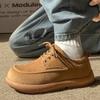 Winter Suede Leather Men'S Boots Platform Warm Fur Lined Ankle Short Lace Up Flats Concise Plush Casual Work Shoes Botas
