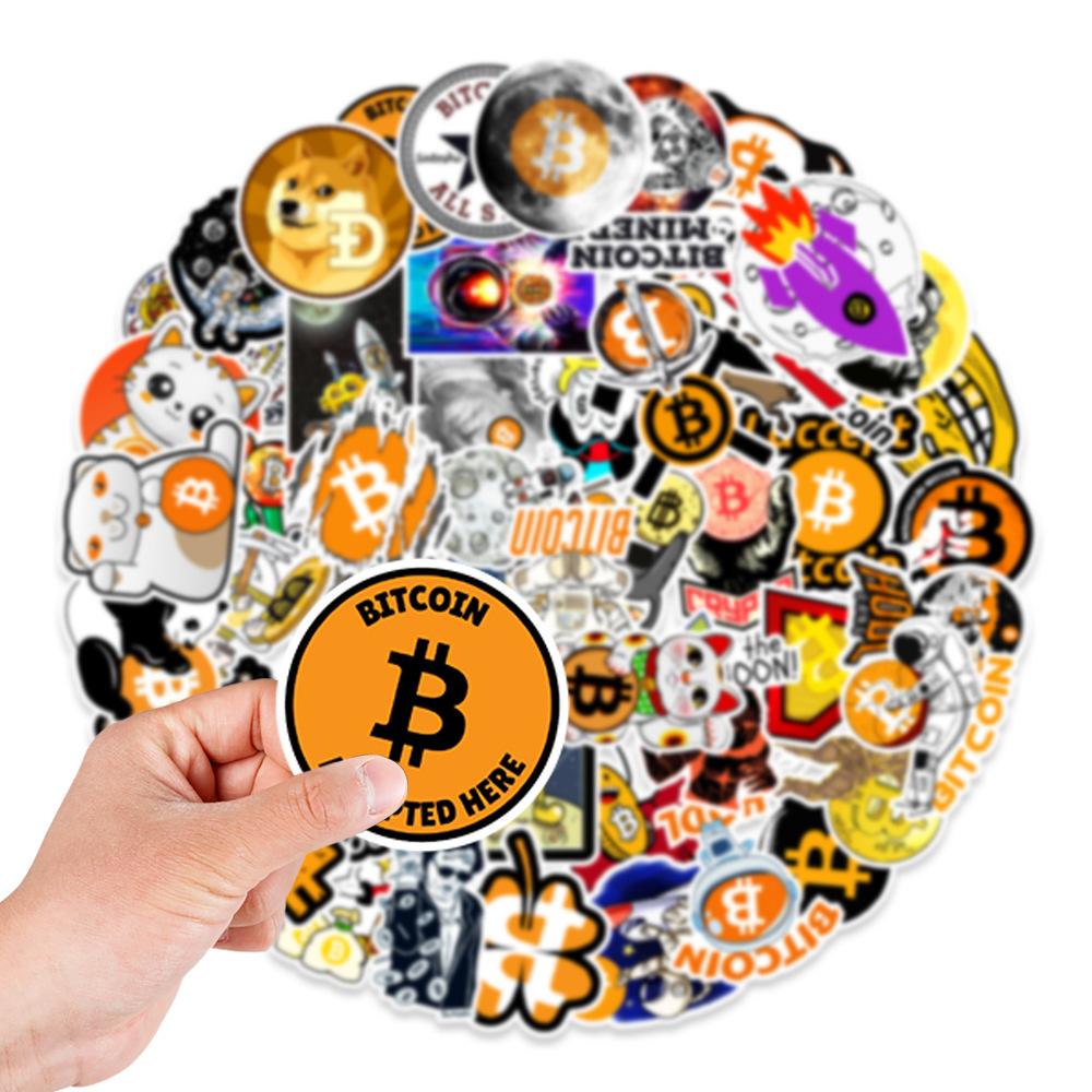 50 Crazy Bitcoin Graffiti Stickers Balance Car Refrigerator Wall Decoration Stickers