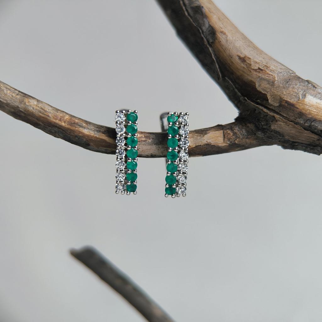 Серебряные серьги с натуральным агатом 1.117ct (2205432)