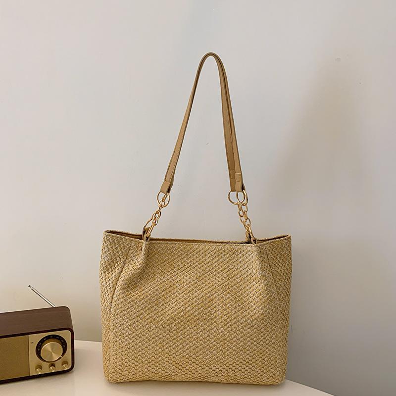 

Тканая модная сумка большой вместимости 2025 весна новая простая повседневная сумка на плечо под мышкой сумка-тоут хаки