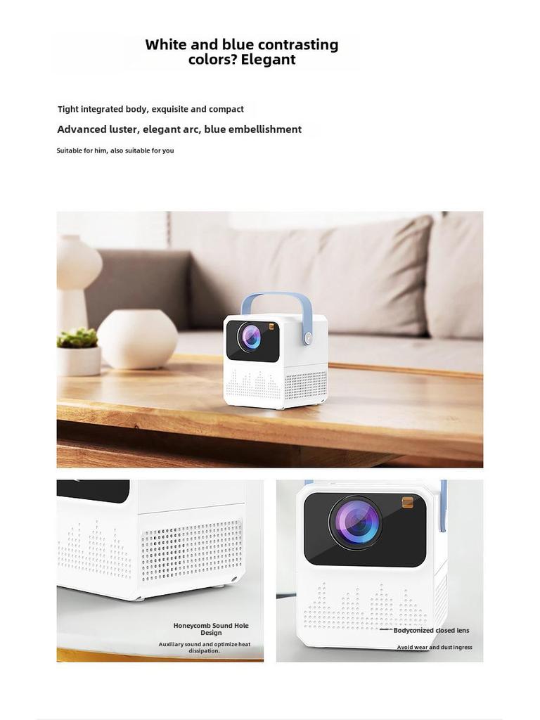 Portable HD Projector for Home Theater, Bedroom, and Outdoor Camping