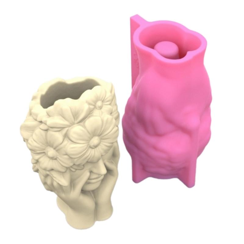 Blumenmädchen-Vasenformen, einzigartige Blumentöpfe, Silikonform zur Herstellung von Pflanzgefäßen, Blumenarrangements, Kunstharzformen, Heimdekor