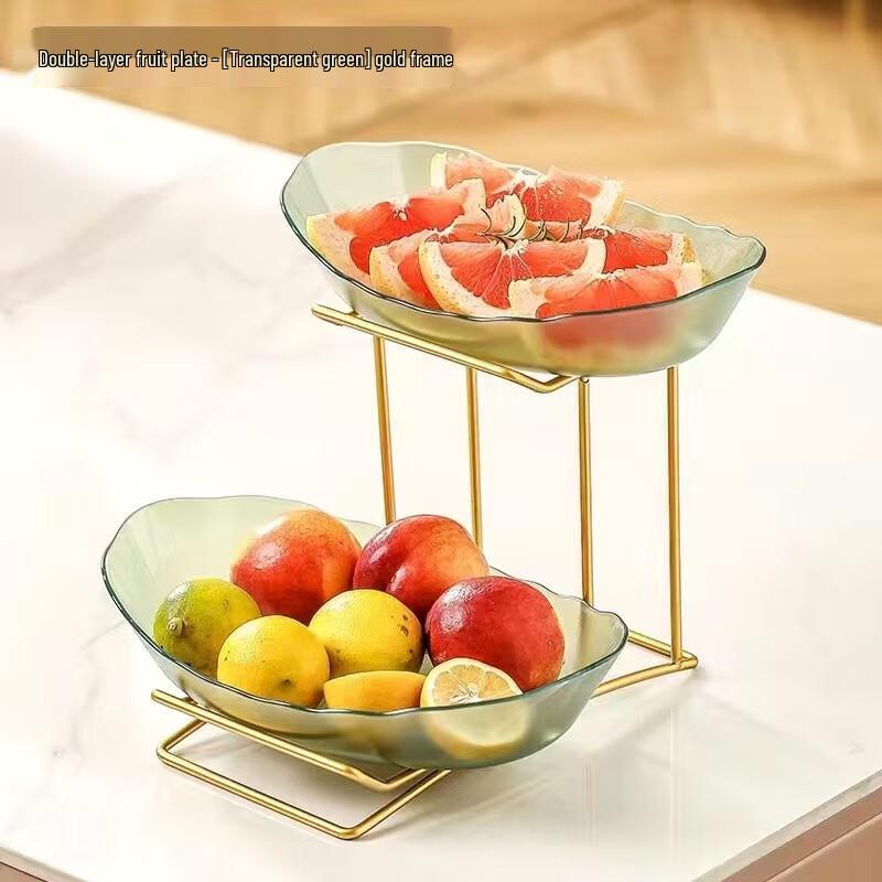 

Modern 2-Tier Transparent Green Fruit & Snack Serving Platter