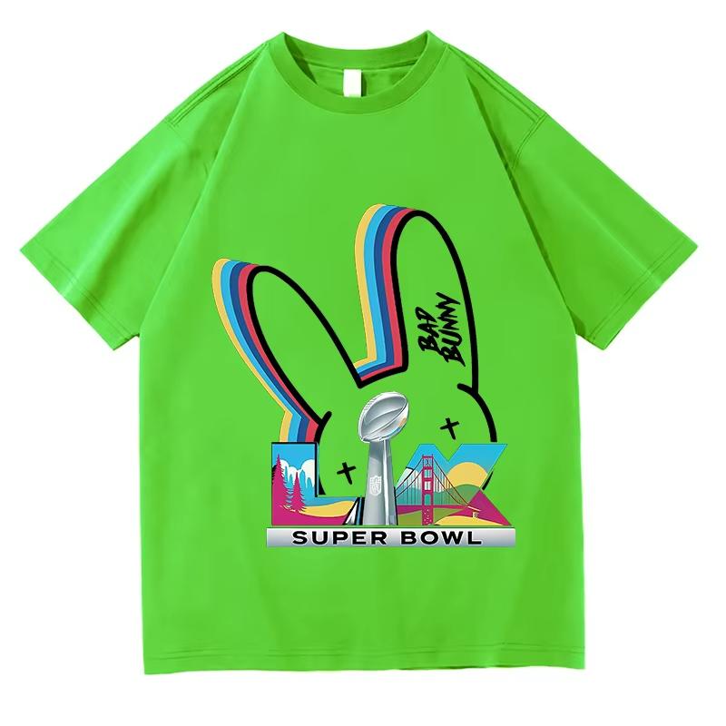 Bad Bunny Super Bowl Tshirts Short Sleeve Pure Cotton Oneck Fashion Tshirts Men Women Clothing Unisex Streetwear Hip Hop Tops