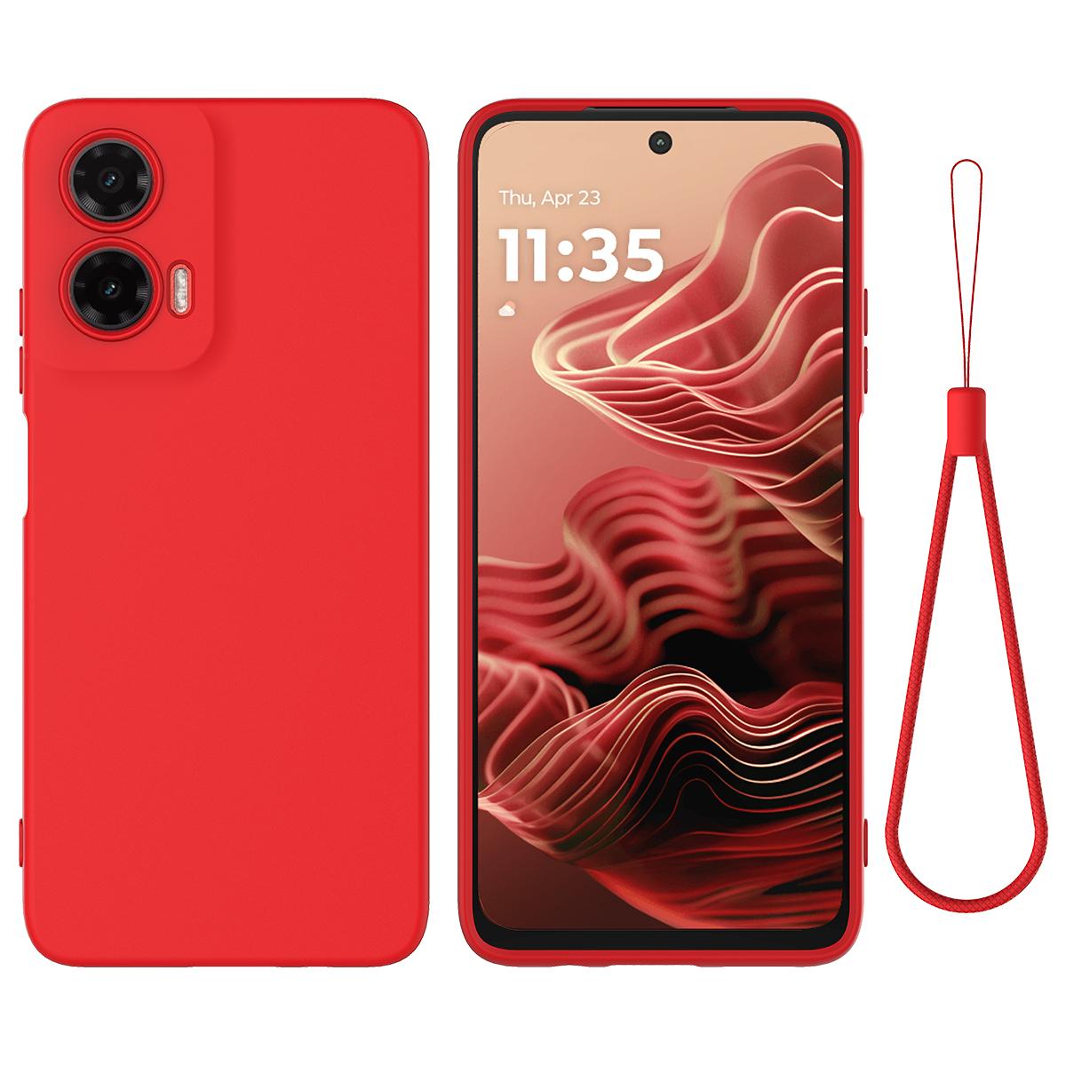

Для Motorola Moto G35 5G чехол жидкий силиконовый чехол для телефона с защитой от царапин и ремешком на руку A