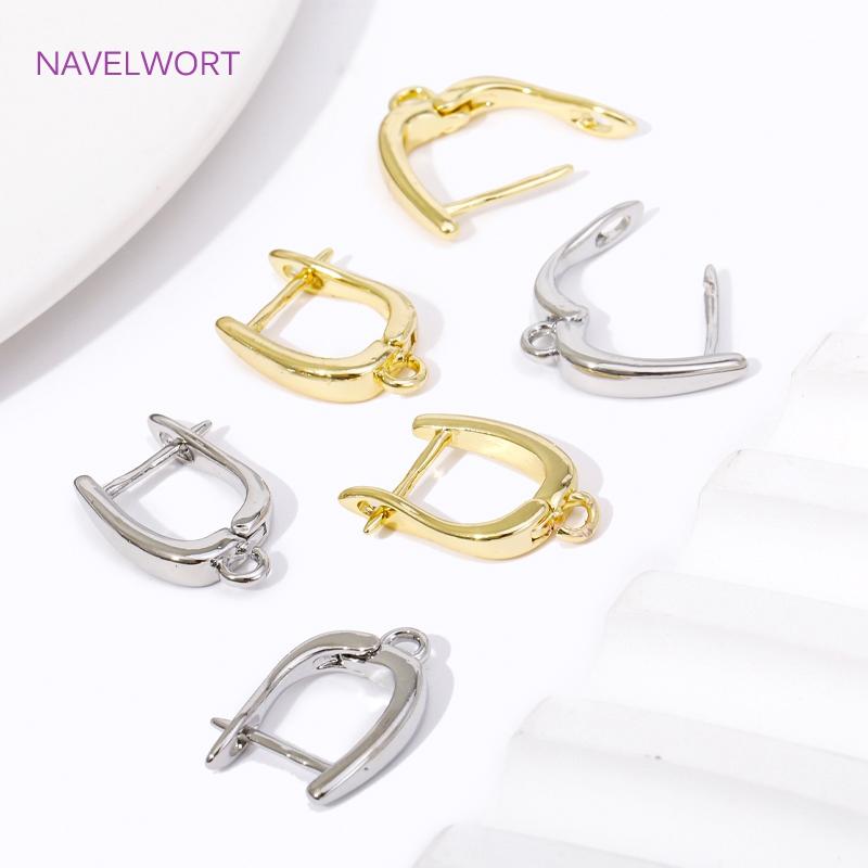 DIY Earring Making Accessories 18K Gold Plated Smooth Earring Hook Clasps Brass Metal Earwires Hooks,Jewelry Making Supplies