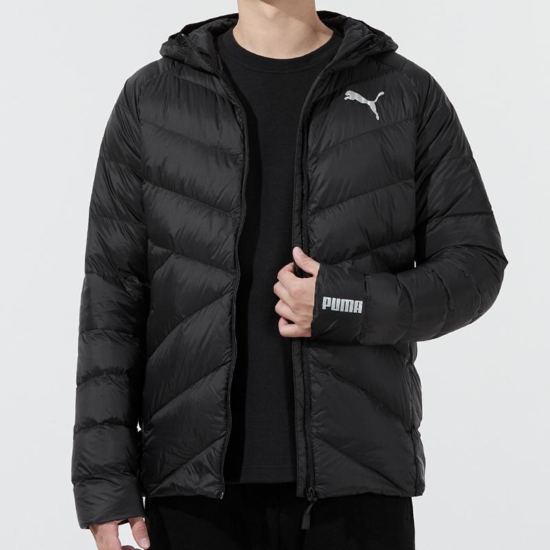 Puma Logo Solid Warm Hooded Down Jacket Men Outerwear Black 846292-01