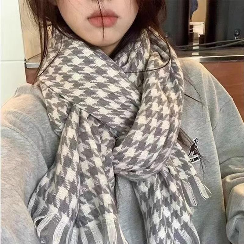 New Scarf Women's Winter Japanese and Korean Style All-match Plaid Warm Thickened Couple Scarf Student Shawl