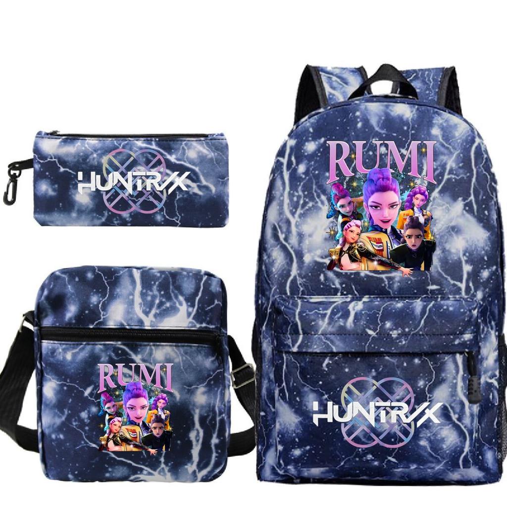Animation Cartoon Grund- und Sekundarschüler Schultasche Kinderrucksack Freizeit Federmäppchen Umhängetasche Dreiteiliges Set