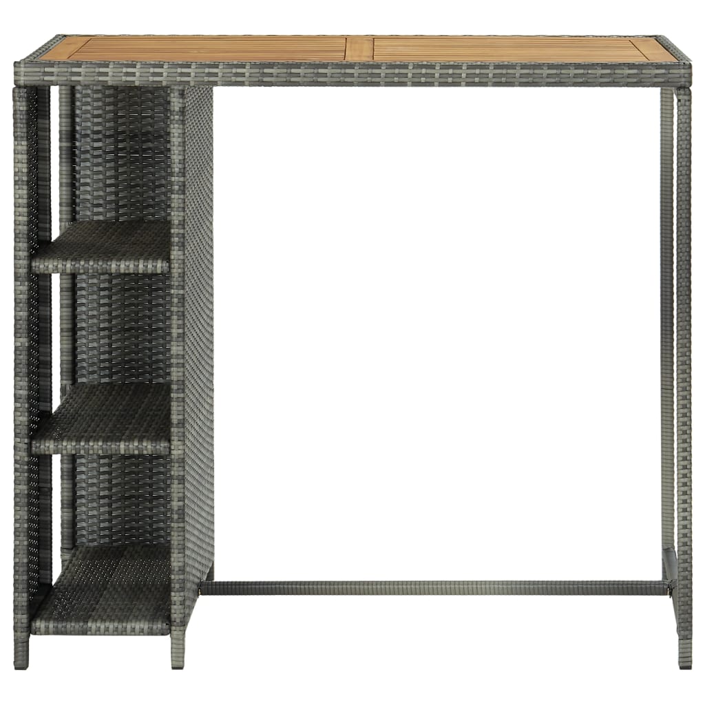 Bar Table with Shelf Grey 120 X 60 X 110 Cm Poly Rattan