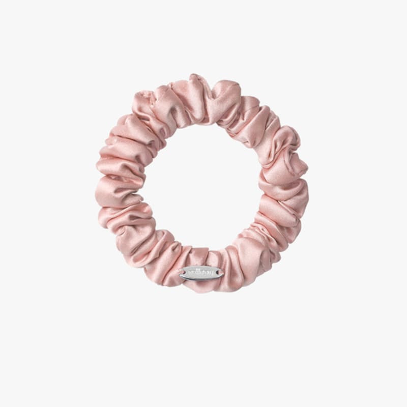 Mellotory Mini Shirring Satin Scrunchie (light Pink)