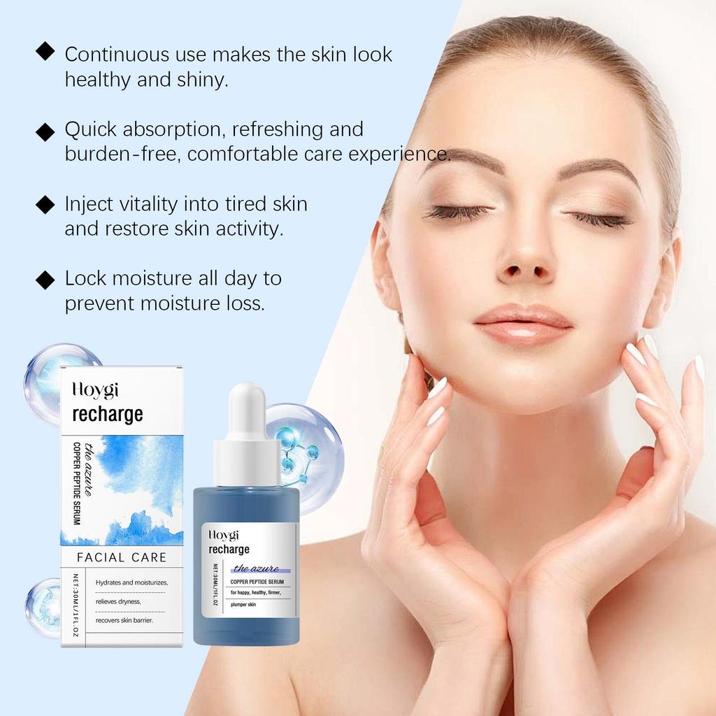 Blue Copper Peptide Facial Serum Anti-Aging Treatment Helps Firm Skin Deep Hydration Gentle Care Improve Skin Texture Brighten