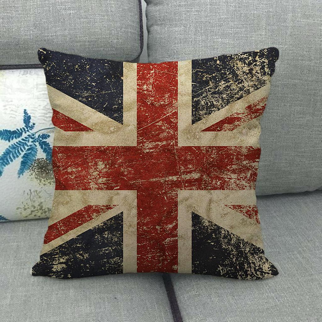 Retro-painted British Flag Digital Printing Short Plush Pillow Covers for Car Sofa Office Cushion Cover Home Goods 45x45cm