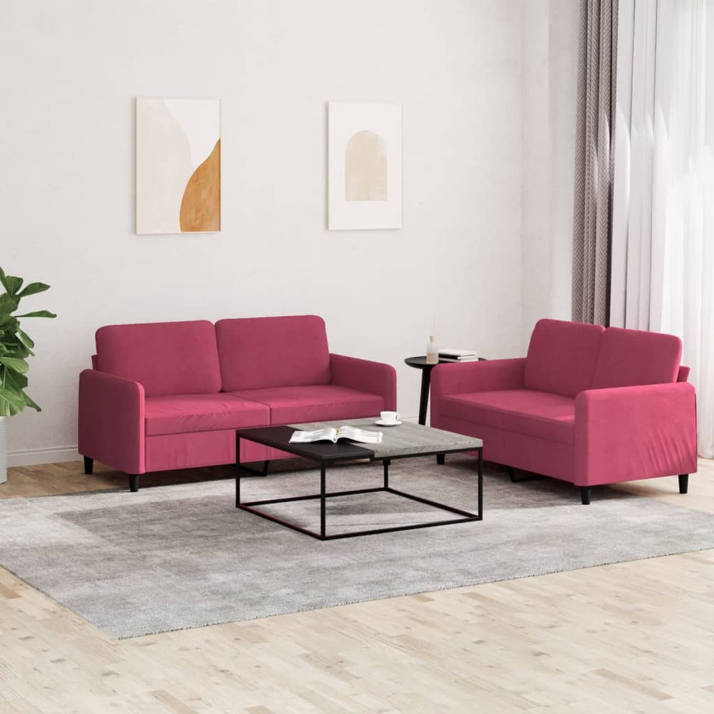 2 piece sofa set burgundy velvet