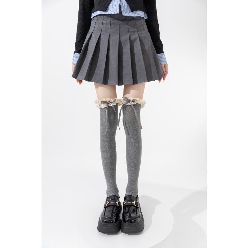 Lace-trimmed Socks, Women's Over-the-knee Socks, Spring and Autumn Cotton Socks, Bow Calf Socks, Sweet Long Socks
